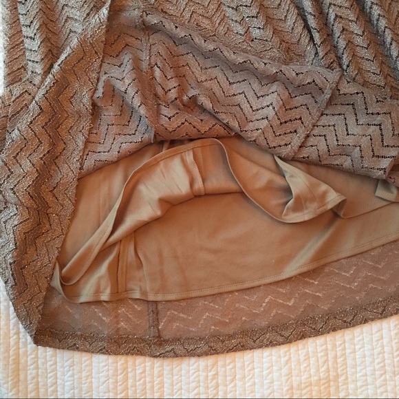 Flowy Sparkly Dark Tan Midi Dress - Picture 7 of 7